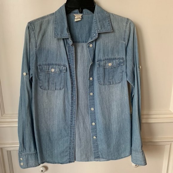 J. Crew Tops - J. Crew Chambray Denim Button Down Shirt